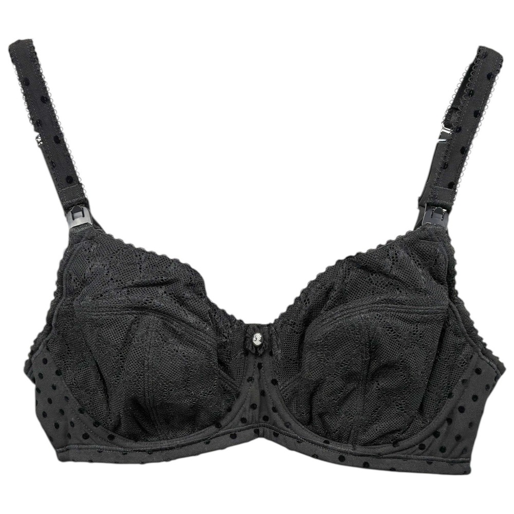 Cake Lingerie Black Lace Polka Dot Nursing Bra Underwire 36E NWT